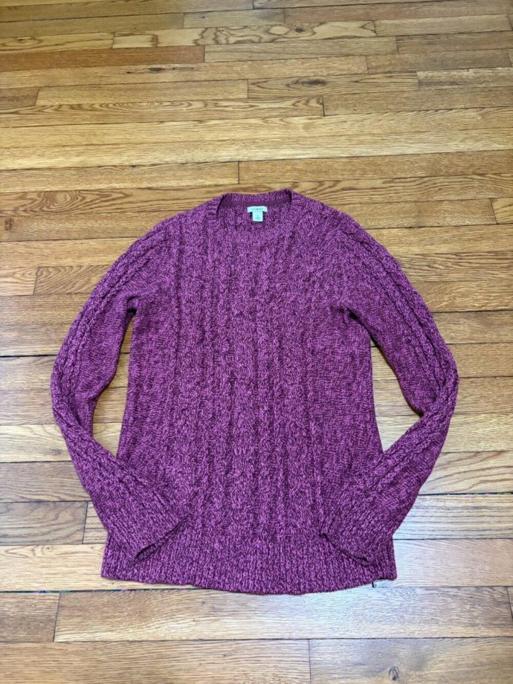 LL Bean Cable Knit Fisherman Sweater Womens Size Small Cotton Outdoor Pullover